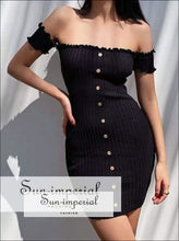 Off-Shoulder Ribbed Lettuce-Trim Mini Dress - Sun Imperial product photo 6