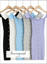 Off-Shoulder Ribbed Lettuce-Trim Mini Dress - Sun Imperial product photo 7