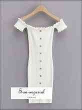 Off-Shoulder Ribbed Lettuce-Trim Mini Dress - Sun Imperial product photo 8