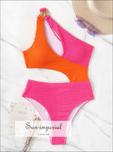 Pink-Orange One-Shoulder Cutout Swimsuit - Sun Imperial product photo 1