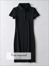 Polo-Collar Ribbed Buttoned Split Mini Dress - Sun Imperial product photo 1