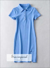 Polo-Collar Ribbed Buttoned Split Mini Dress - Sun Imperial product photo 2