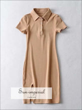 Polo-Collar Ribbed Buttoned Split Mini Dress - Sun Imperial product photo 3