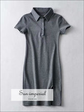 Polo-Collar Ribbed Buttoned Split Mini Dress - Sun Imperial product photo 6