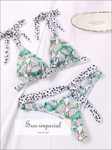 Printed Brazilian Bikini Set with Contrast Straps - Sun Imperial product photo 10