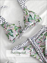 Printed Brazilian Bikini Set with Contrast Straps - Sun Imperial product photo 4