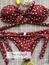 Sun-imperial Red Vintage Polka Dot Bow Strapless Bikini Set Swimwear Women bikini, bikini set, dot, dot print, hot SUN-IMPERIAL United 