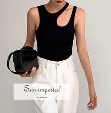 Ribbed Cutout Tank Top with Asymmetric Straps - Sun Imperial product photo 1