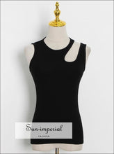 Ribbed Cutout Tank Top with Asymmetric Straps - Sun Imperial product photo 2