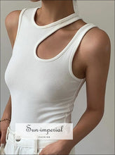 Ribbed Cutout Tank Top with Asymmetric Straps - Sun Imperial product photo 3