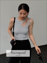 Ribbed Cutout Tank Top with Asymmetric Straps - Sun Imperial product photo 5
