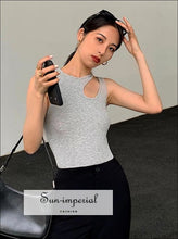 Ribbed Cutout Tank Top with Asymmetric Straps - Sun Imperial product photo 6