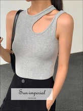 Ribbed Cutout Tank Top with Asymmetric Straps - Sun Imperial product photo 7