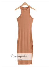 Ribbed Sleeveless Split Midi Dress - Sun Imperial product photo 3