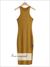 Ribbed Sleeveless Split Midi Dress - Sun Imperial product photo 4