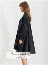 Ronda Stand-Collar Puff-Sleeve Midi Dress - Sun Imperial product photo 6
