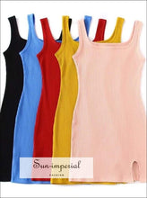 Sun-imperial Scoop Neck Rib Mini Dress with a Small side Slit Slim High Street Fashion SUN-IMPERIAL United States