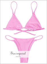 Sun-imperial Sexy Swimwear Cami Bralette Thong String Bikini Set Swimsuit Wire Free Bralette Low