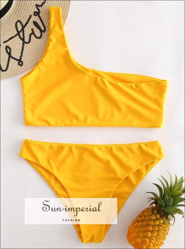 Sun-imperial Sexy Swimwear One Shoulder Bikini Set top and Bottoms Low Waisted Bathing Suits Beach bikini, bikini set, hot swimwear 