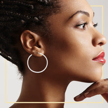 Silver-Tone Plain Hoop Earrings — 2 mm - Sun Imperial product photo 2