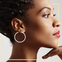 Silver-Tone Plain Hoop Earrings — 4 mm - Sun Imperial product photo 2