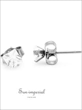 Silver-Tone Square CZ Stainless Steel Stud Earrings - Sun Imperial product photo 11
