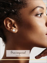 Silver-Tone Square CZ Stainless Steel Stud Earrings - Sun Imperial product photo 4