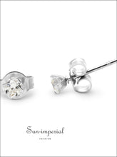 Silver-Tone Square CZ Stainless Steel Stud Earrings - Sun Imperial product photo 9