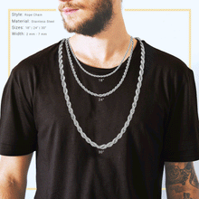 Silver-Tone Stainless Steel Rope-Chain Necklace - Sun Imperial product photo 3