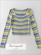 Striped Viscose Square-Neck Crop Sweater - Sun Imperial product photo 3