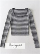 Striped Viscose Square-Neck Crop Sweater - Sun Imperial product photo 5