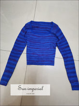 Striped Viscose Square-Neck Crop Sweater - Sun Imperial product photo 8