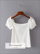 Sun-imperial Sweetheart Neck Rib top with Frill Trim Lovely Fitted Tee High Street Fashion SUN-IMPERIAL United States