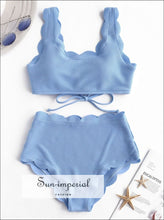 Textured Scallop-Trim High-Waist Bikini Set - Sun Imperial product photo 2
