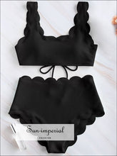 Textured Scallop-Trim High-Waist Bikini Set - Sun Imperial product photo 9