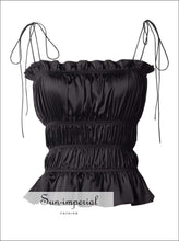 Tie-Shoulder Ruffle-Hem Satin Cami Top - Sun Imperial product photo 3