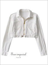 Two Piece Skirt Set with Cropped Denim Jacket and Low Waist Slit Hem Mini Denim Skirt - Sun Imperial (photo 4)
