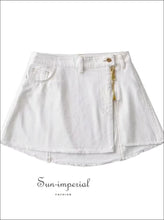 Two Piece Skirt Set with Cropped Denim Jacket and Low Waist Slit Hem Mini Denim Skirt - Sun Imperial (photo 5)
