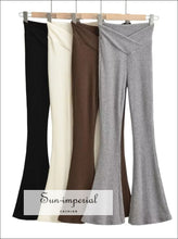 V-front ribbed knit flared leggings - Sun Imperial (photo 1)
