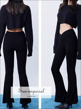 V-front ribbed knit flared leggings - Sun Imperial (photo 2)