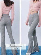 V-front ribbed knit flared leggings - Sun Imperial (photo 4)