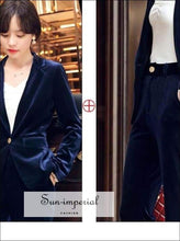 Velvet Blazer and Pants Set with Button Detail - Sun Imperial product photo 11
