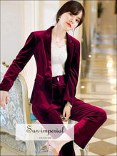 Velvet Blazer and Pants Set with Button Detail - Sun Imperial product photo 1