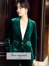 Velvet Blazer and Pants Set with Button Detail - Sun Imperial product photo 4