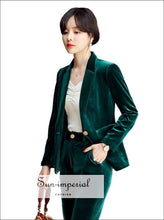 Velvet Blazer and Pants Set with Button Detail - Sun Imperial product photo 5