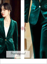 Velvet Blazer and Pants Set with Button Detail - Sun Imperial product photo 6