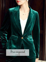Velvet Blazer and Pants Set with Button Detail - Sun Imperial product photo 7