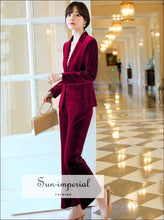 Velvet Blazer and Pants Set with Button Detail - Sun Imperial product photo 8