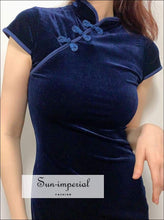 Sun-imperial Velvet Mini Bodycon Dress with Mandarin Collar Chinese High Street Fashion Basic style, best seller, bodycon cut, collar, dress