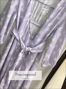 Sun-imperial Vintage Floral Print Midi Dress V Neck Summer SUN-IMPERIAL United States
